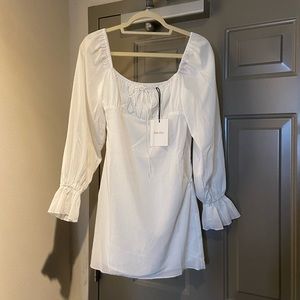 NWT With Jean off shoulder white mini dress, small